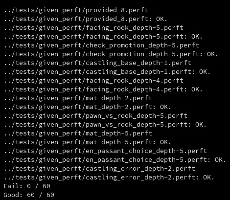 Perft - Correct number of nodes on more than 60 strating positions + depth combinations